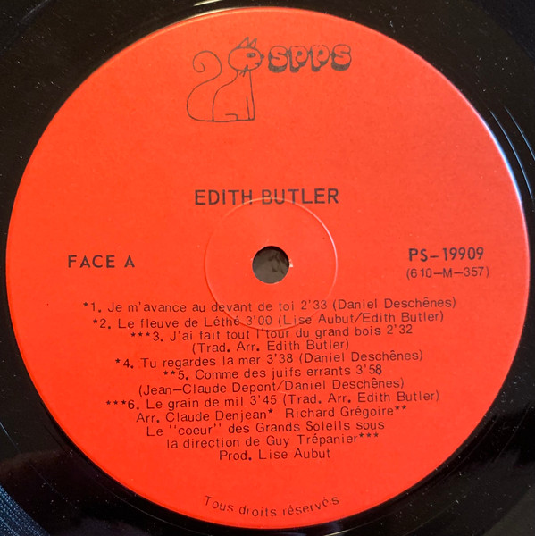 Edith Butler - Edith Butler | SPPS Disques (PS-19909) - 3