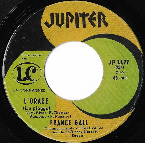 France Gall - L'Orage (La Pioggia) / Homme Tout Petit | Jupiter (JP 1177) - main