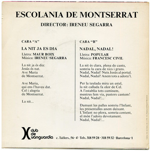 lataa albumi Escolanía De Montserrat - La Nit Ja Es Dia Nadal Nadal