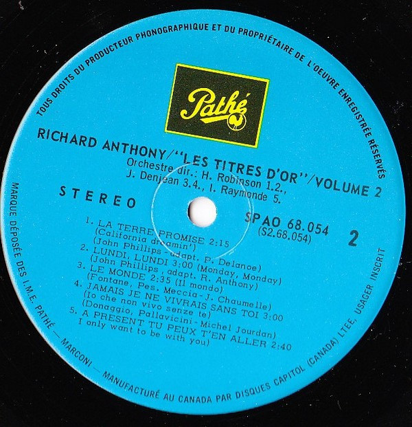 last ned album Richard Anthony - Les Titres DOr De Richard Anthony Volume 2