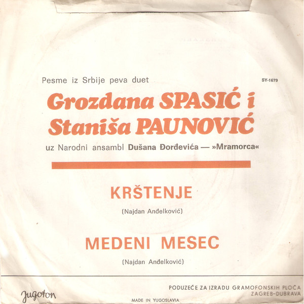 ladda ner album Grozdana Spasić I Staniša Paunović - Krštenje Medeni Mesec