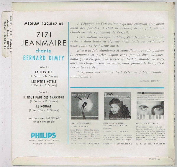 lataa albumi Zizi Jeanmaire - Chante Bernard Dimey