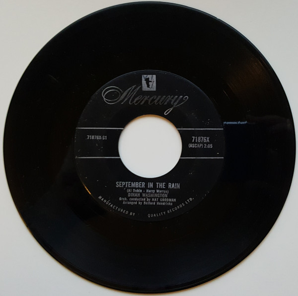 Dinah Washington – September In The Rain (1961, Vinyl) - Discogs
