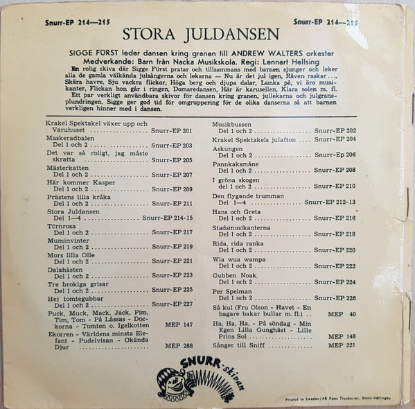 last ned album Sigge Fürst, Andrew Walters Orkester - Stora Juldansen