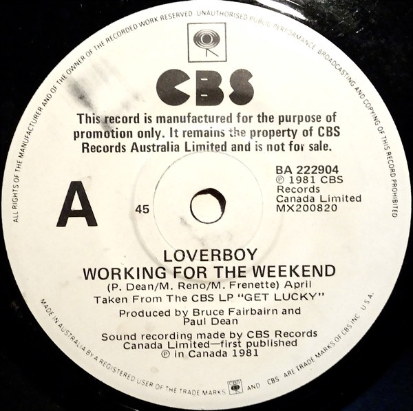 Loverboy - Working For The Weekend | Releases | Discogs