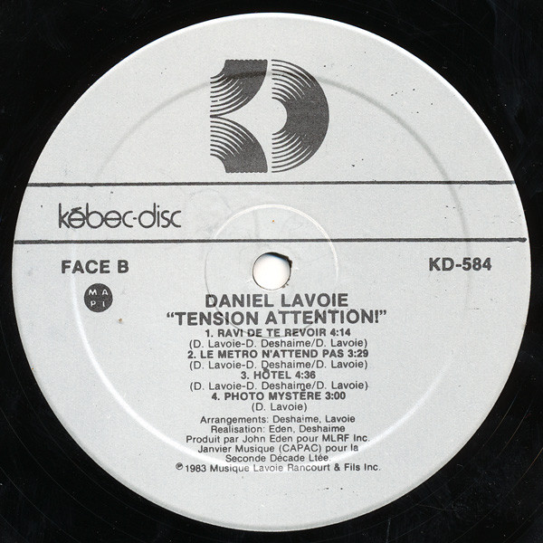 Daniel Lavoie - Tension Attention [Vinyl] | Kébec-Disc (KD-584) - 4