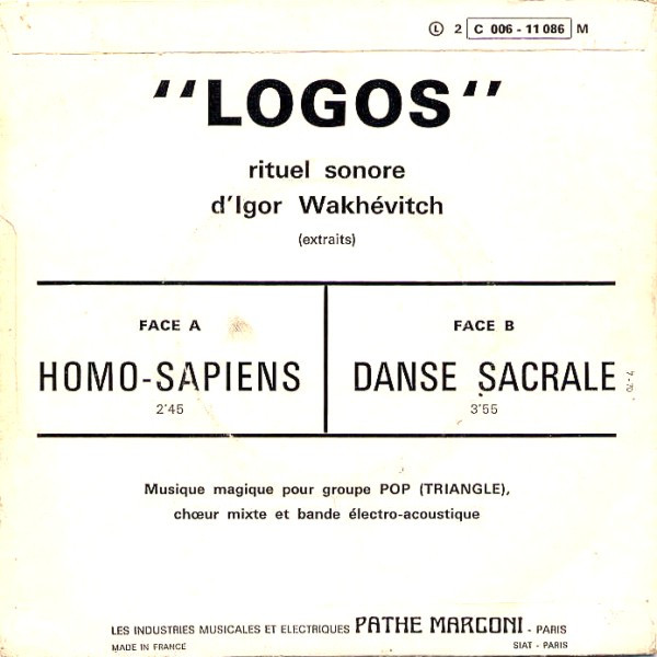 last ned album Igor Wakhévitch - Homo Sapiens Danse Sacrale Logos