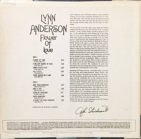 Lynn Anderson - Flower Of Love | Pickwick/33 Records (SPC 3267) - 2