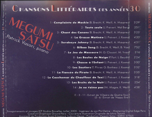descargar álbum Mégumi Satsu - Chansons Littéraires Des Années 30