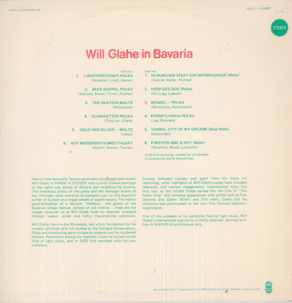 lataa albumi Will Glahé - Will Glahé In Bavaria