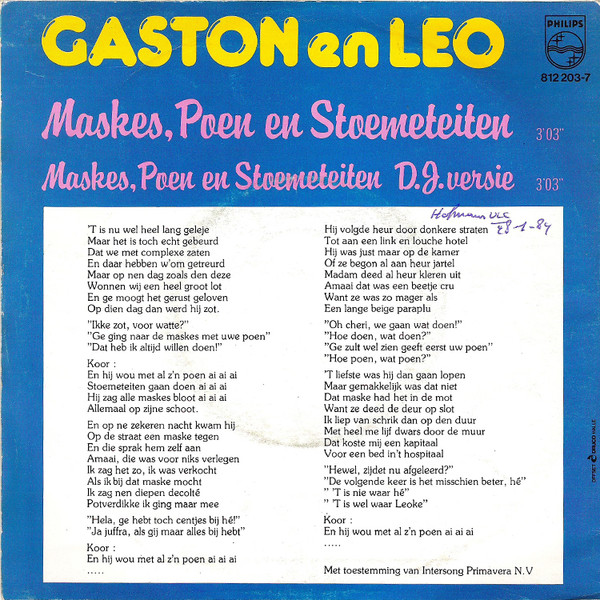 lataa albumi Gaston En Leo - Maskes Poen En Stoemeteiten