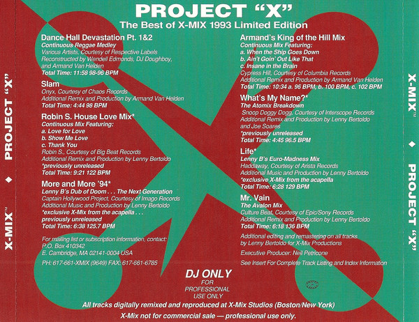 descargar álbum Various - Project X The Best Of X Mix 1993 Limited Edition