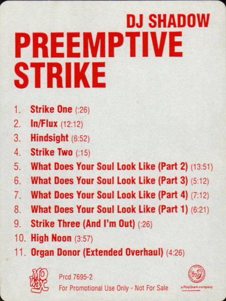 DJ Shadow – Preemptive Strike (1997, CD) - Discogs