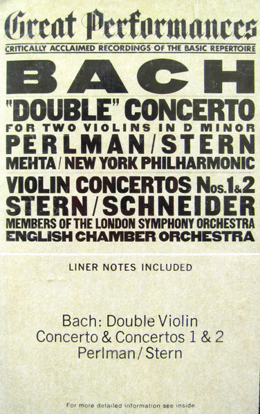 Bach, Itzhak Perlman, Isaac Stern – Double Violin Concerto