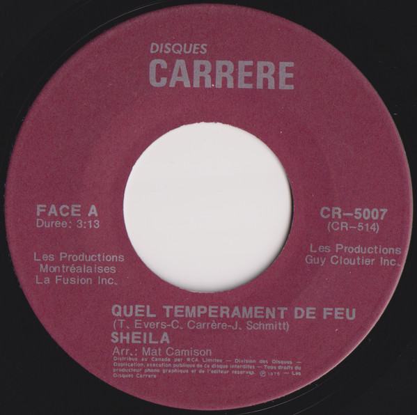 SHEILA Quel Temperament de Feu / Laisse-toi Rever 7 Single Vinyl