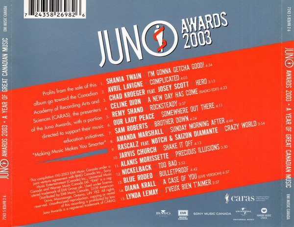 télécharger l'album Various - JUNO Awards 2003 A Year Of Great Canadian Music