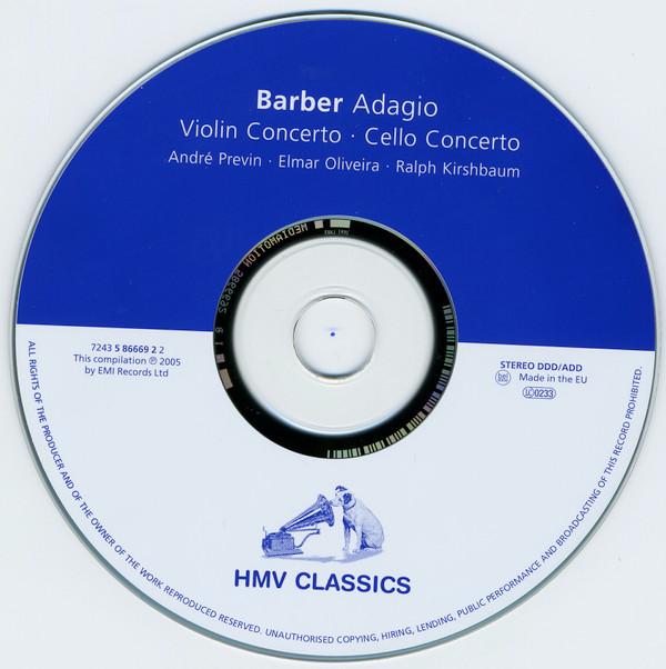 lataa albumi Samuel Barber - HMV Classics Barber Adagio