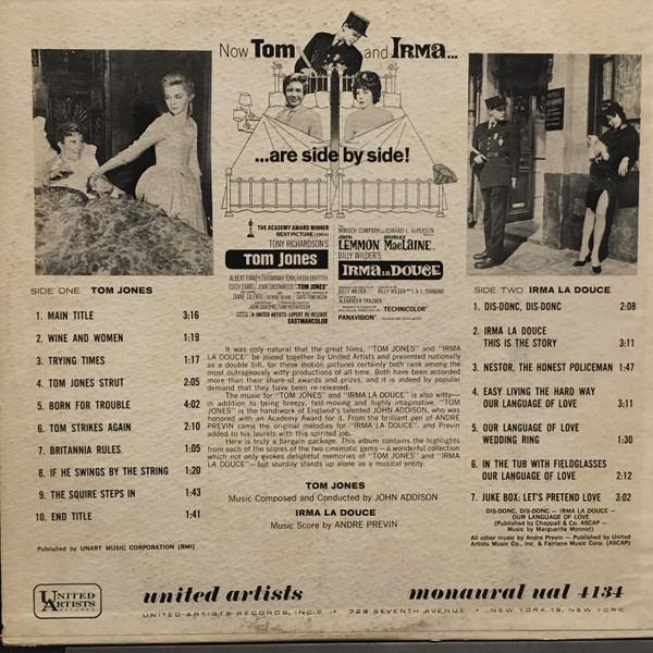 descargar álbum John Addison Andre Previn - Original Motion Picture Sound Tracks Tom Jones Irma La Douce