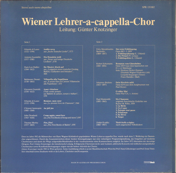last ned album Wiener LehrerACapellaChor - Renaissance Romantik