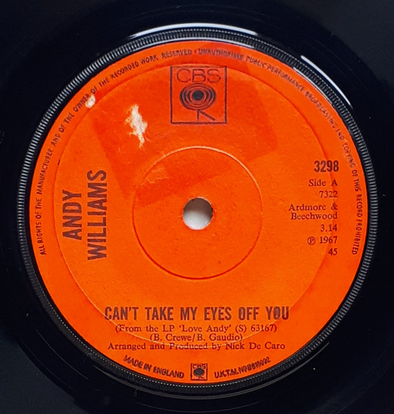 Andy Williams – Can't Take My Eyes Off You (1967, Vinyl) - Discogs