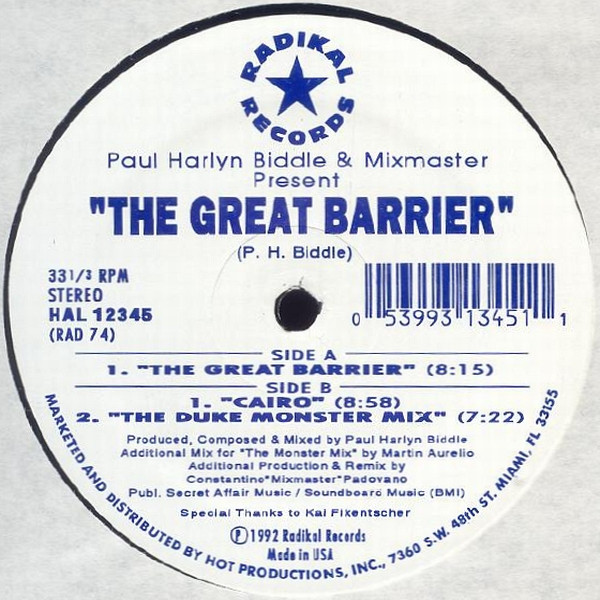 last ned album Paul Harlyn Biddle & Mixmaster Present The Great Barrier - The Great Barrier Cairo