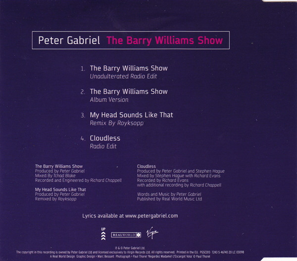 Peter Gabriel - The Barry Williams Show | Real World Records (PGSCD13) - 3