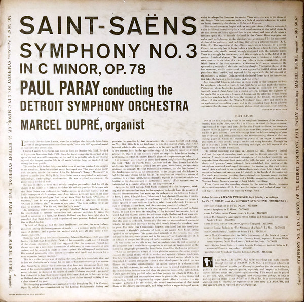 Album herunterladen SaintSaëns, Marcel Dupré, Paul Paray, Detroit Symphony Orchestra - Symphony No 3 In C Minor Op 78