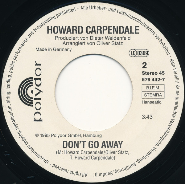 télécharger l'album Howard Carpendale - Das Bist Doch Nicht Du