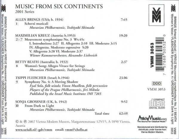 last ned album Allen Brings, Maximilian Kreuz, Betty Beath, Tsippi Fleischer, Sonja Grossner - Music From Six Continents 2001 Series