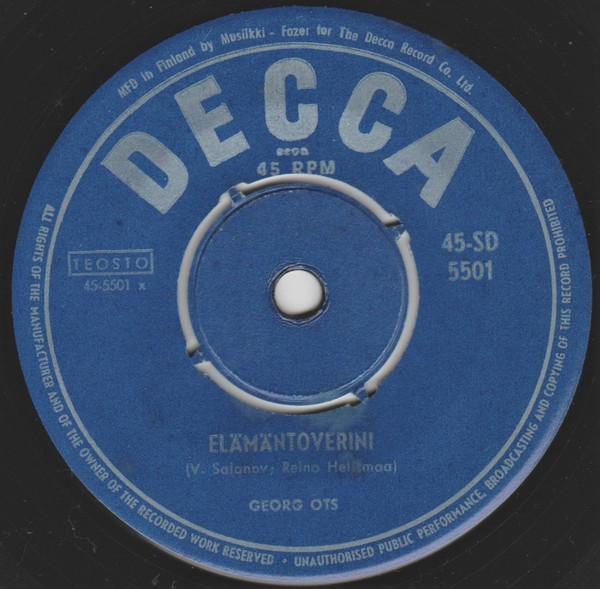 Georg Ots – Elämäntoverini / Muistojen Kultaiset Ruusut (1960, Vinyl) -  Discogs