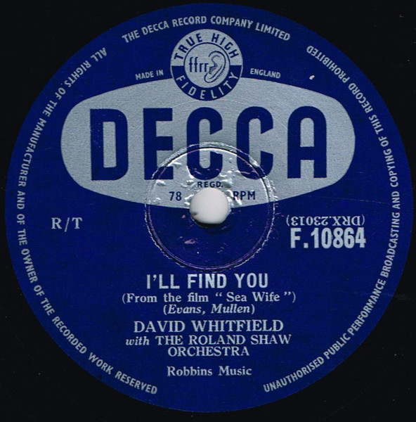 David Whitfield – I'll Find You / I'd Give You The World (1957