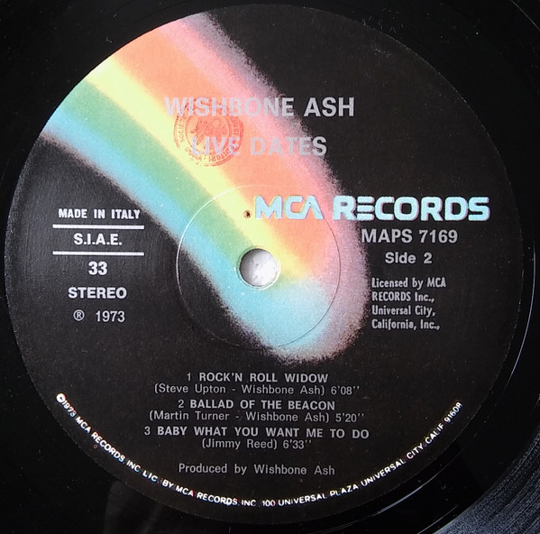 WISHBONE ASH☆Live Dates UK Pink MCA オリジナ 公式 ページ