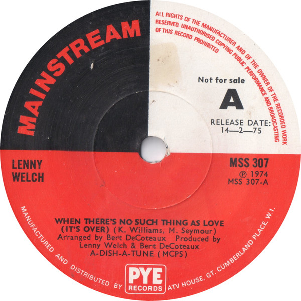 télécharger l'album Lenny Welch - When Theres No Such Thing As Love Its Over