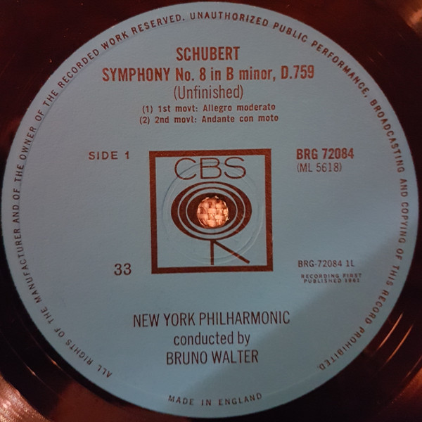 baixar álbum Bruno Walter Conducts Schubert, Columbia Symphony Orchestra, New York Philharmonic - Symphony No 8 In B Minor Unfinished Symphony No 5 IN B Flat