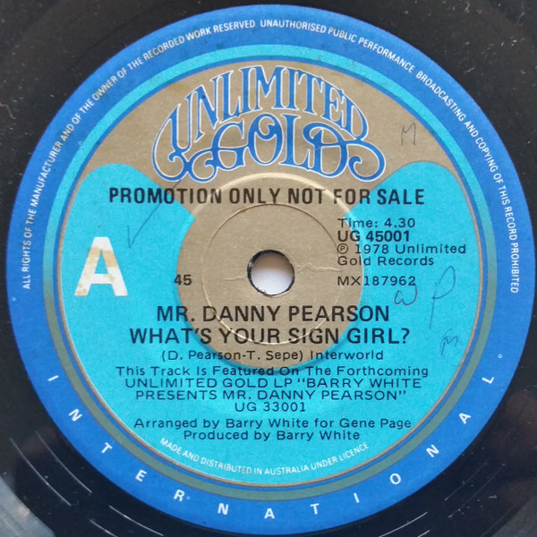 Mr. Danny Pearson – What's Your Sign Girl? (1978, Vinyl) - Discogs