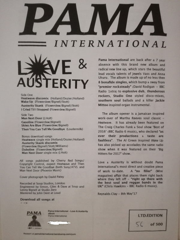 lataa albumi Pama Int'l - Love Austerity
