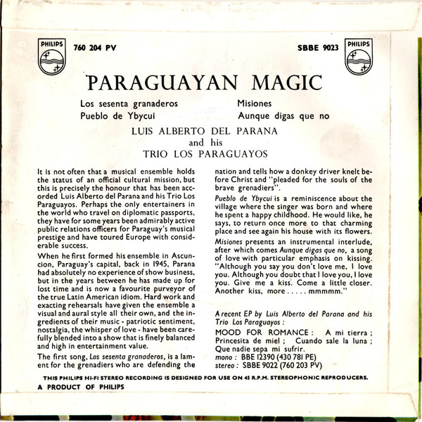 ladda ner album Luis Alberto del Parana And His Trio Los Paraguayos - Paraguayan Magic