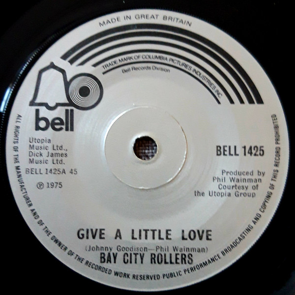 Bay City Rollers – Give A Little Love (1975, Solid Centre, Vinyl