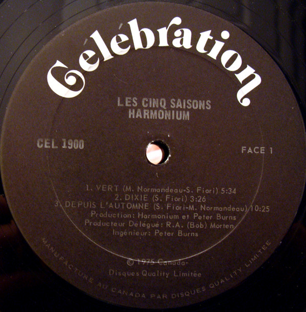 Harmonium - Les Cinq Saisons | Celebration (CEL 1900) - 5