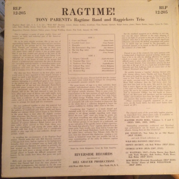 ladda ner album Tony Parenti's Ragpickers Tony Parenti's Ragtime Band - Ragtime