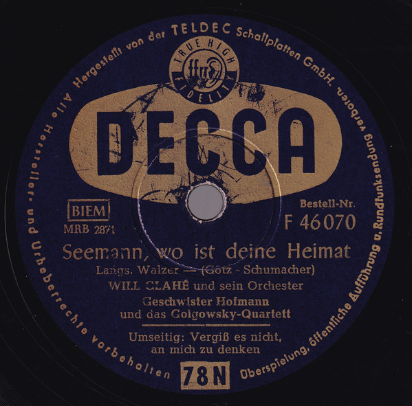 baixar álbum Geschwister Hofmann Und Das GolgowskyQuartett - Seemann Wo Ist Deine Heimat Vergiβ Es Nicht An Mich Zu Denken