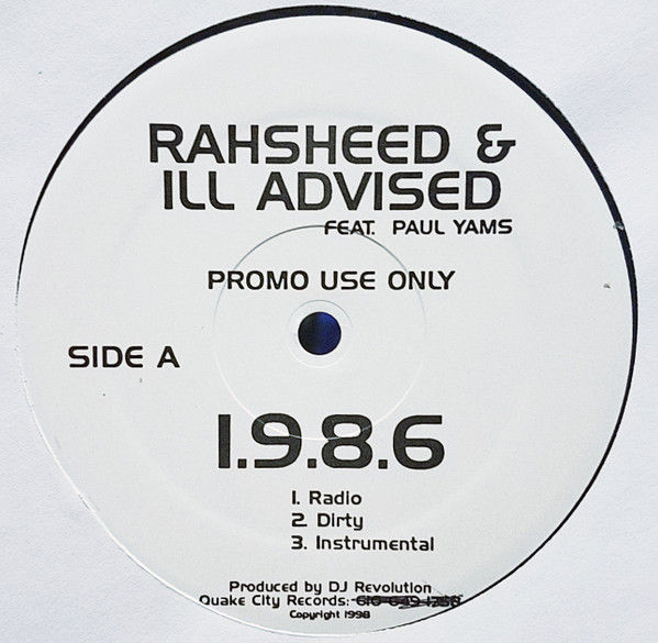 Rahsheed & Ill Advised – 1.9.8.6 (1998, Vinyl) - Discogs