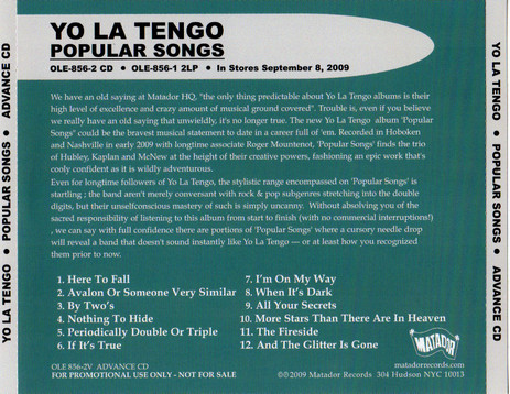 Yo La Tengo – Popular Songs (2009, Vinyl) - Discogs