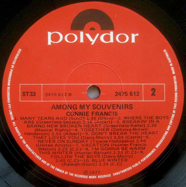 Album herunterladen Connie Francis - Among My Souvenirs 20 Original Hits