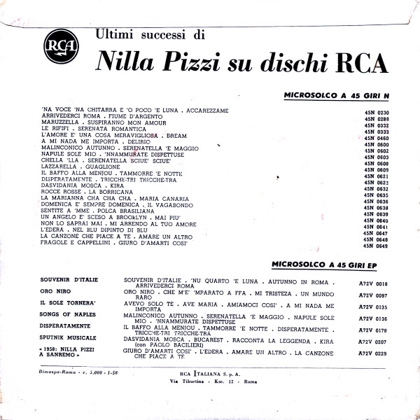 télécharger l'album Nilla Pizzi - Fragole E Cappellini