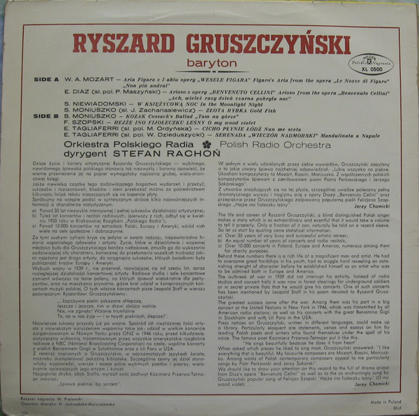 descargar álbum Ryszard Gruszczyński, Polish Radio Orchestra, Stefan Rachoń - Songs And Arias