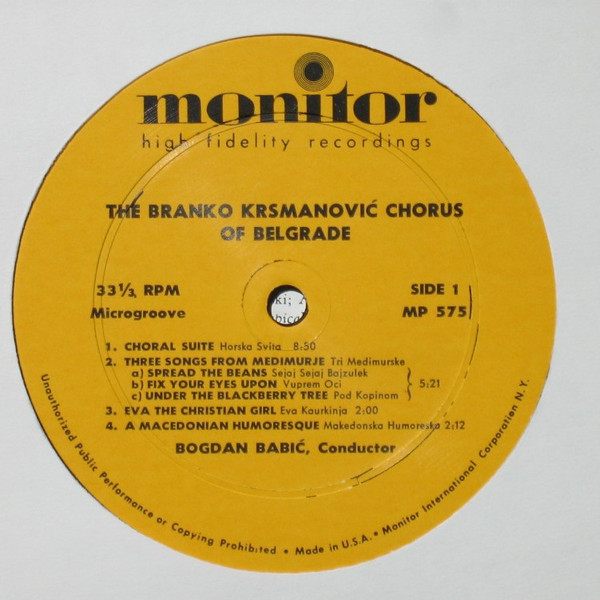baixar álbum Branko Krsmanović Chorus Of Belgrade, Bogdan Babić - Yugoslav Choral Music
