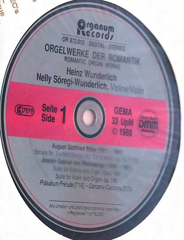 télécharger l'album August Gottfried Ritter, Joseph Von Rheinberger Heinz Wunderlich , Nelly SöregiWunderlich - Orgelwerke Der Romantik Romantic Organ Works