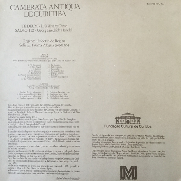descargar álbum Luís Álvares Pinto, Georg Friedrich Händel Händel Camerata Antiqua De Curitiba - Te Deum Salmo 112
