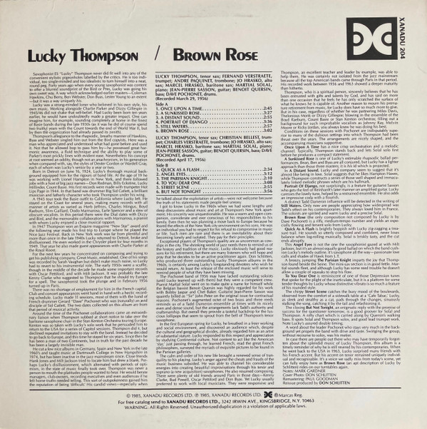 descargar álbum Lucky Thompson - Brown Rose